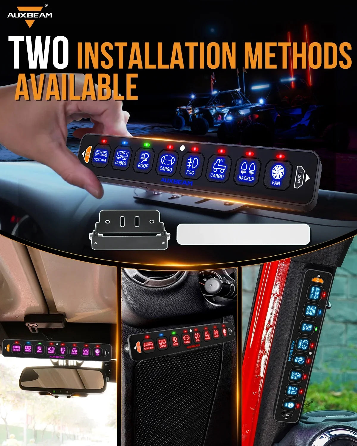 AS Series 8 Gang (AS-R80) RGB Slim Switch Panel, Toggle/ Momentary/ Pulsed Mode Supported(One-Sided Outlet) — AS-R80 RGB Switch Panel - Image 5