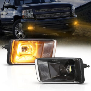 Upgrade 60W LED Fog Lights With Amber Ambient Halo DRL for Chevy Silverado/2008-2014 Suburban Tahoe /2007-2015 Avalanche /2007-2013 GMC Sierra/Yukon