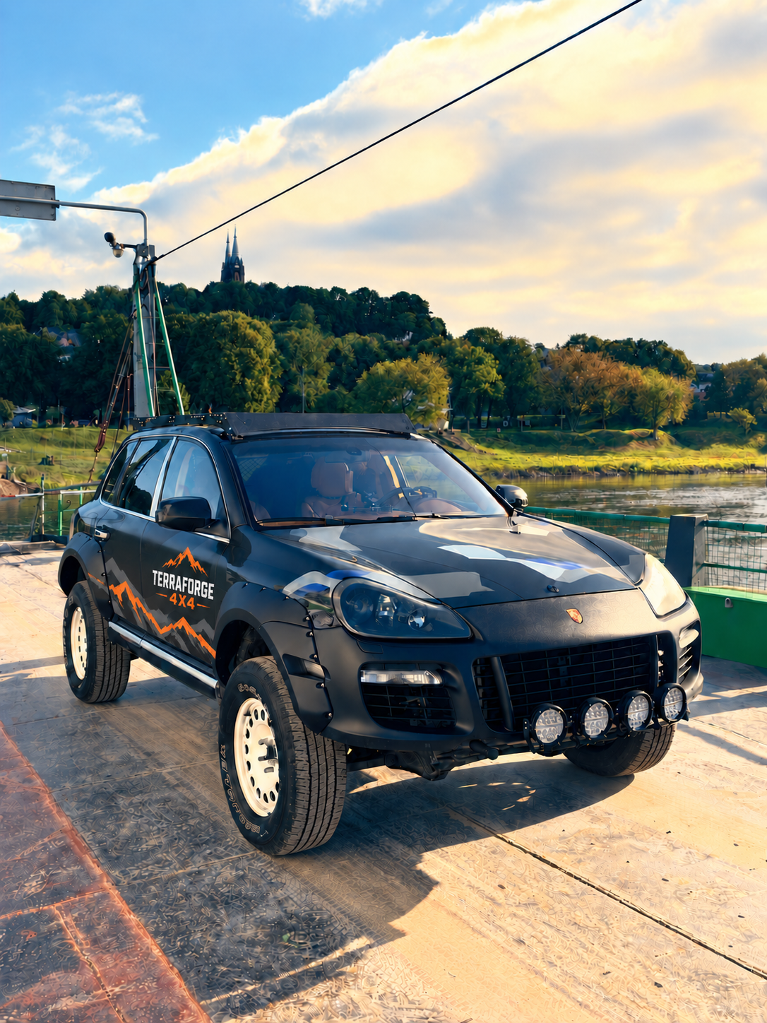MBD4x4 Porsche Cayenne 957 wide-fender conversion, front three-quarter view