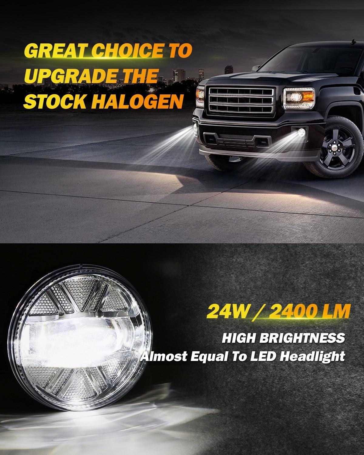 (2pcs/set) 48W LED Fog Lights DOT Approved For 2007-2013 GMC Sierra 1500 / 2007-2014 Sierra 2500HD 3500HD (Chrome) - Image 2