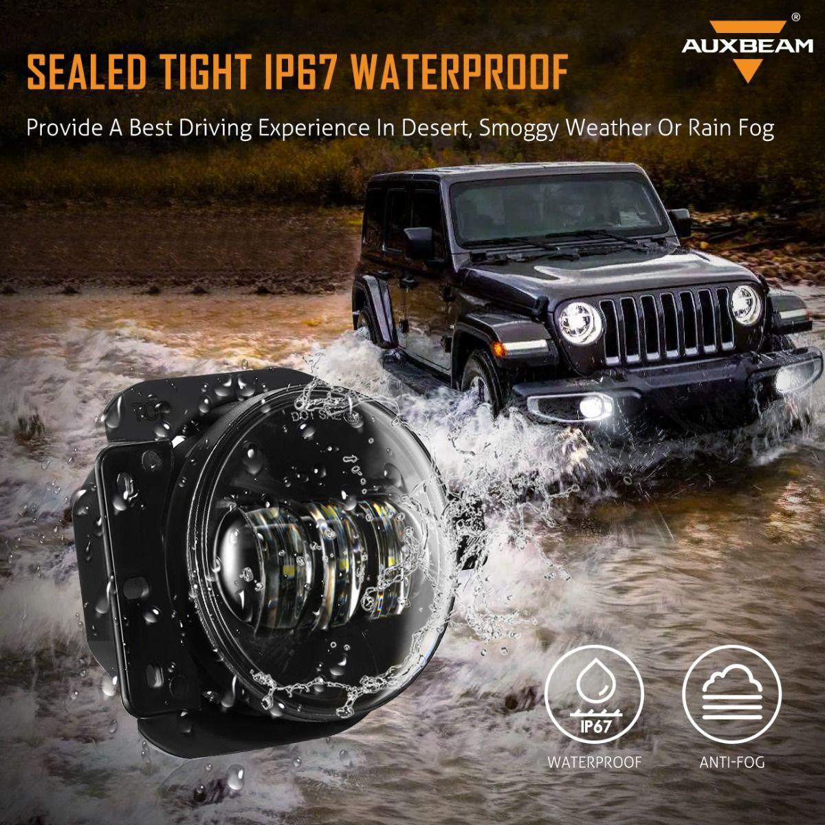 (2pcs/set) 4 Inch Round LED Fog Lamps with 2 Brackets for 2018 2019 2020 Jeep Wrangler JL JLU Jeep Gladiator JT - Image 2
