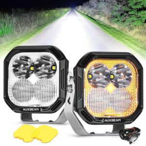 Color Play Series 3 Inch 100W Combo LED Pod Lights Off Road Lights with White DRL & Amber Turn Signal Lights — 2Pcs Pod Light / Without Black Covers