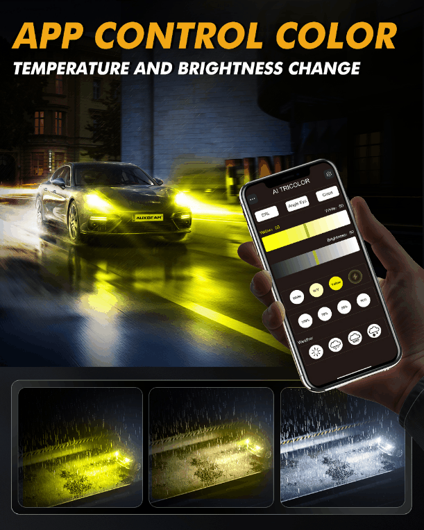 πH1 LED Bulb Fog Light/Low Beam Lighs 110W 25000LM GX Bi-Color Smart Series, with App Control Via Bluetooth & Dual Color Switchback | 2 Bulbs - Image 2