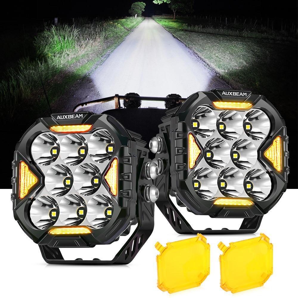 CUBE-Z Series 4 Inch LED Pod Lights Off Road Lights with White DRL & Amber Turn Signal Lights — Spot / 2Pcs Pod Light / With Amber Covers