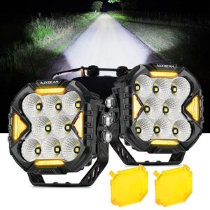 CUBE-Z Series 4 Inch Flood LED Pod Lights Off Road Lights with White DRL & Amber Turn Signal Lights — 2Pcs Pod Light / With Amber Covers