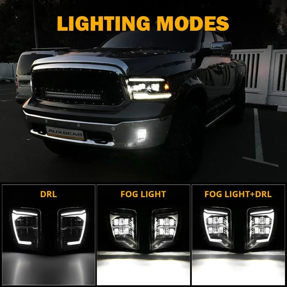 (2pcs/set) DOT Approved LED Fog Lights with DRL for 2013-2018 Dodge Ram 1500 - Image 2