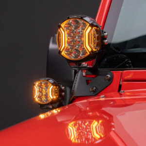 V-ultra Series Ditch Lights for Jeep Wrangler JK 2007-2017, 3/5 Inch LED Pods with Dual A-Pillar Brackets, Off-Road Driving Lights Kit