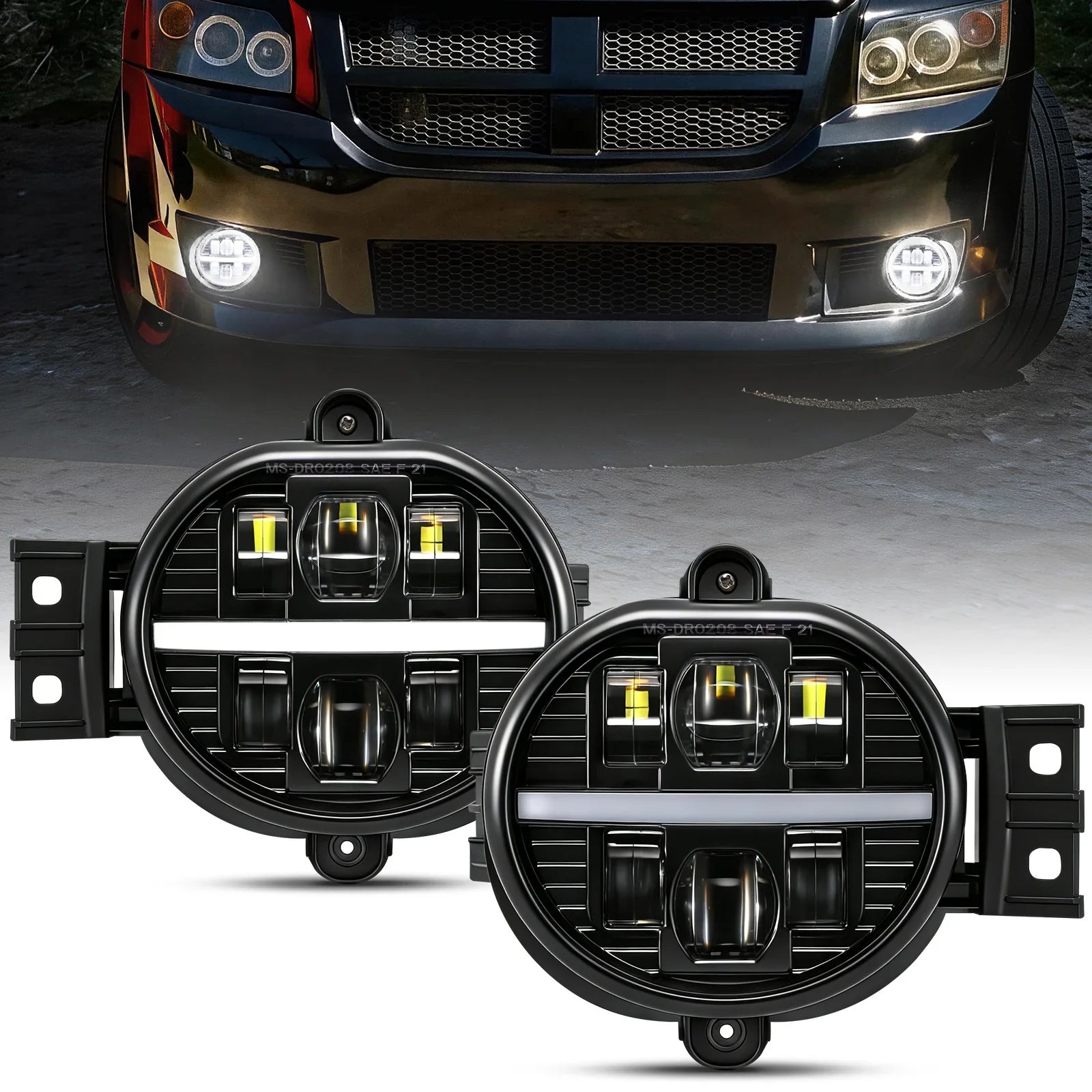 Upgrade 72W LED Fog Lights DOT Approved with DRL for Dodge Ram 1500 2002-2008 /Dodge Ram 2500 3500 2003-2009 /Durango 2004-2006
