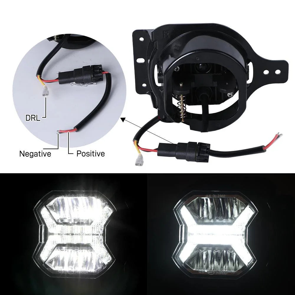 4 Inch LED Fog Lights with White DRL for Jeep Wrangler JL 2018-2021 - Image 2