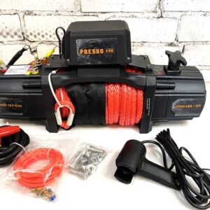 PRESKO 12V Winch – 5.5 t with 24 m Synthetic Rope