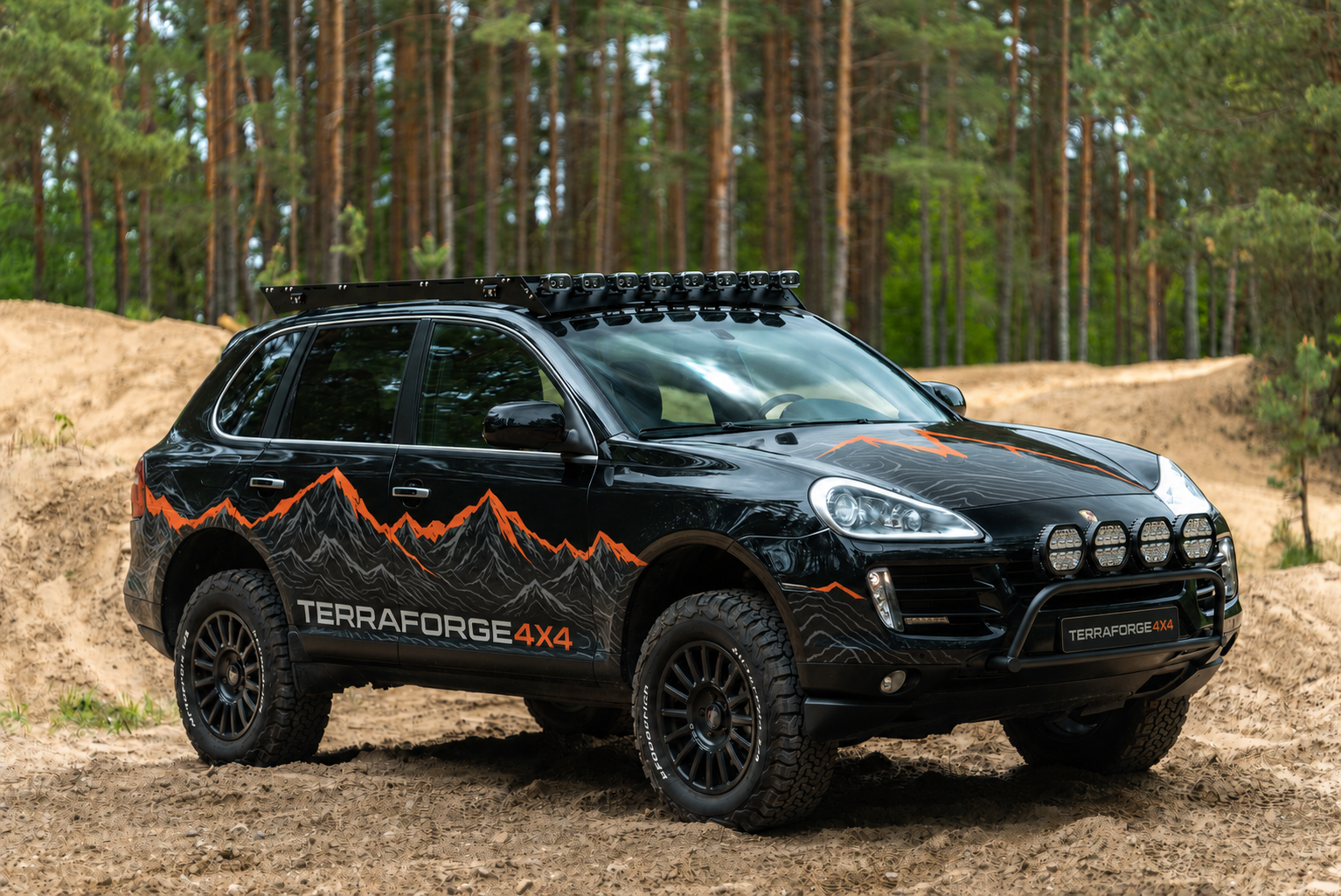 TerraForge4x4 mountain-livery concept on an MBD4x4 Porsche Cayenne 957