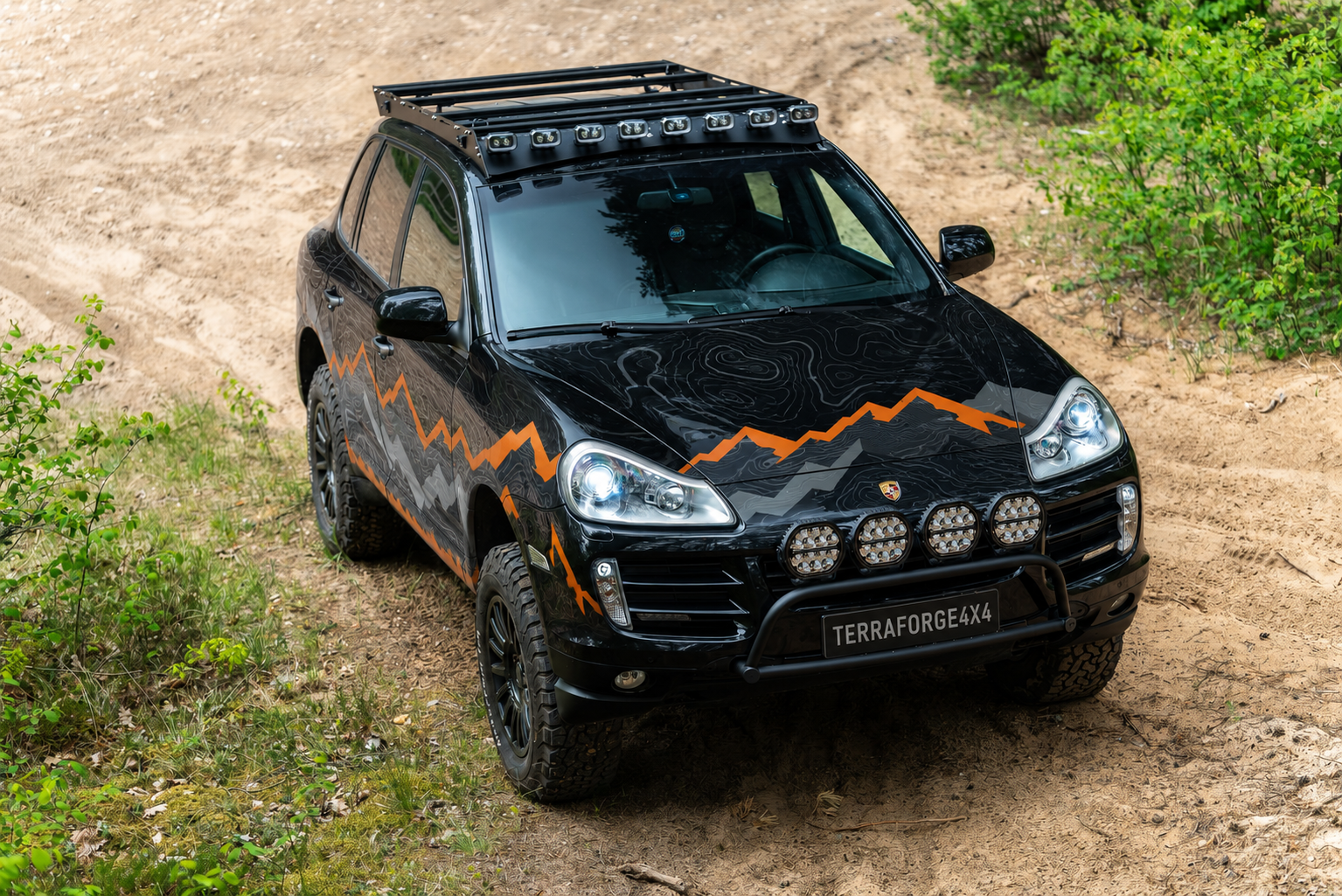 Overhead view of the TerraForge4x4 Cayenne mountain graphics